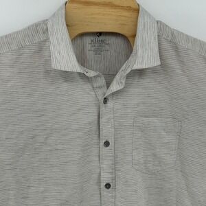 KUHL Men's XXLarge Tapered Fit Short Sleeve Button Up Shirt Gray Stripe
